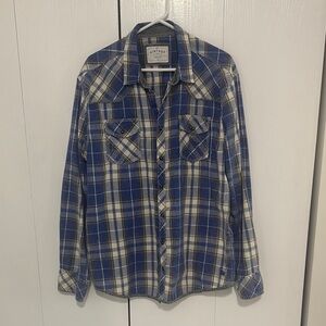 BKE Blue and Cream Plaid Men's Shirt
